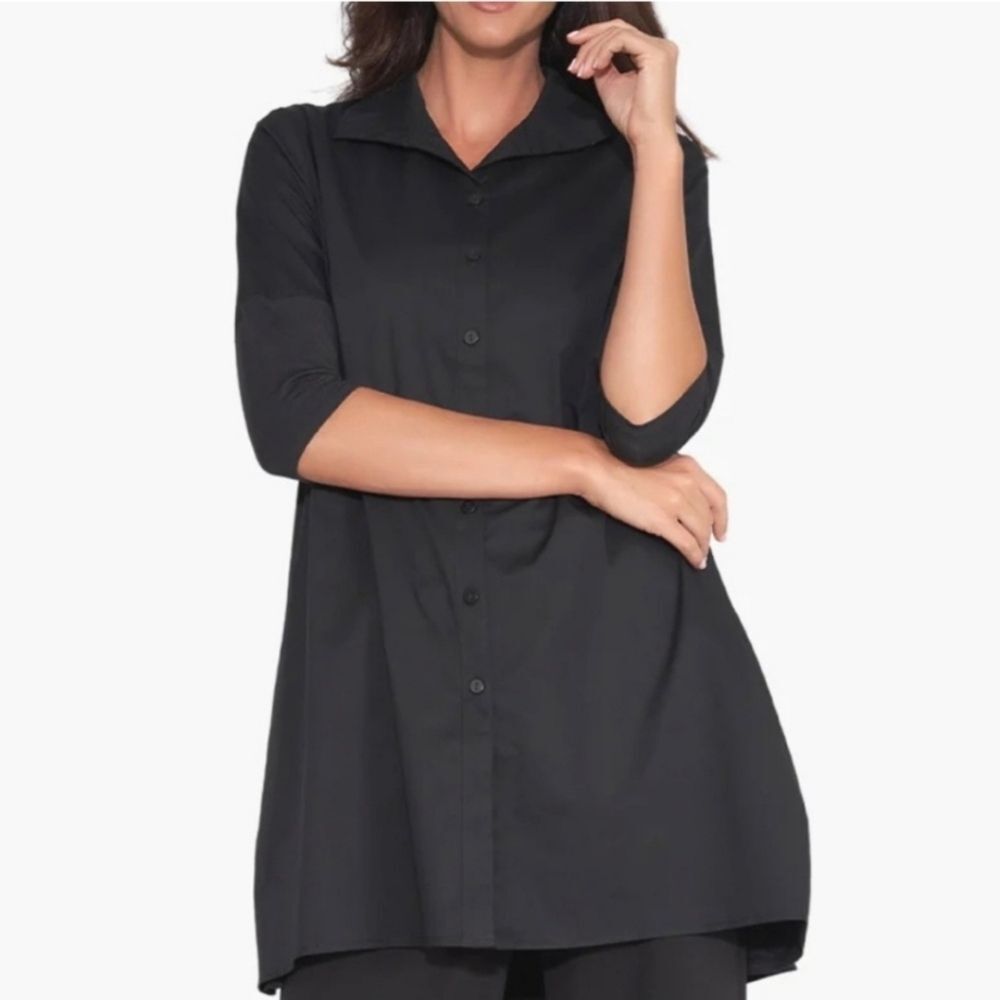 Stella Carakasi Tiburon Tunic Black Mixed Media Lagonlook Size Xl